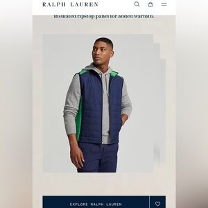 NEW RLX Ralph Lauren Golf Performance Vest Mens XL Blue Green Full Zip $198 NWT